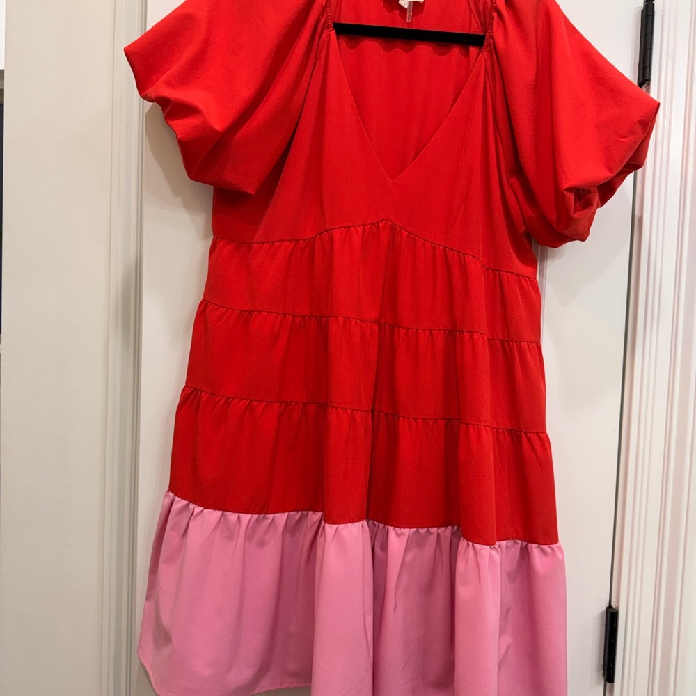 Entro Red and Pink Casual Dress